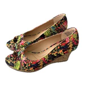 Colorful Floral Wedge Heels